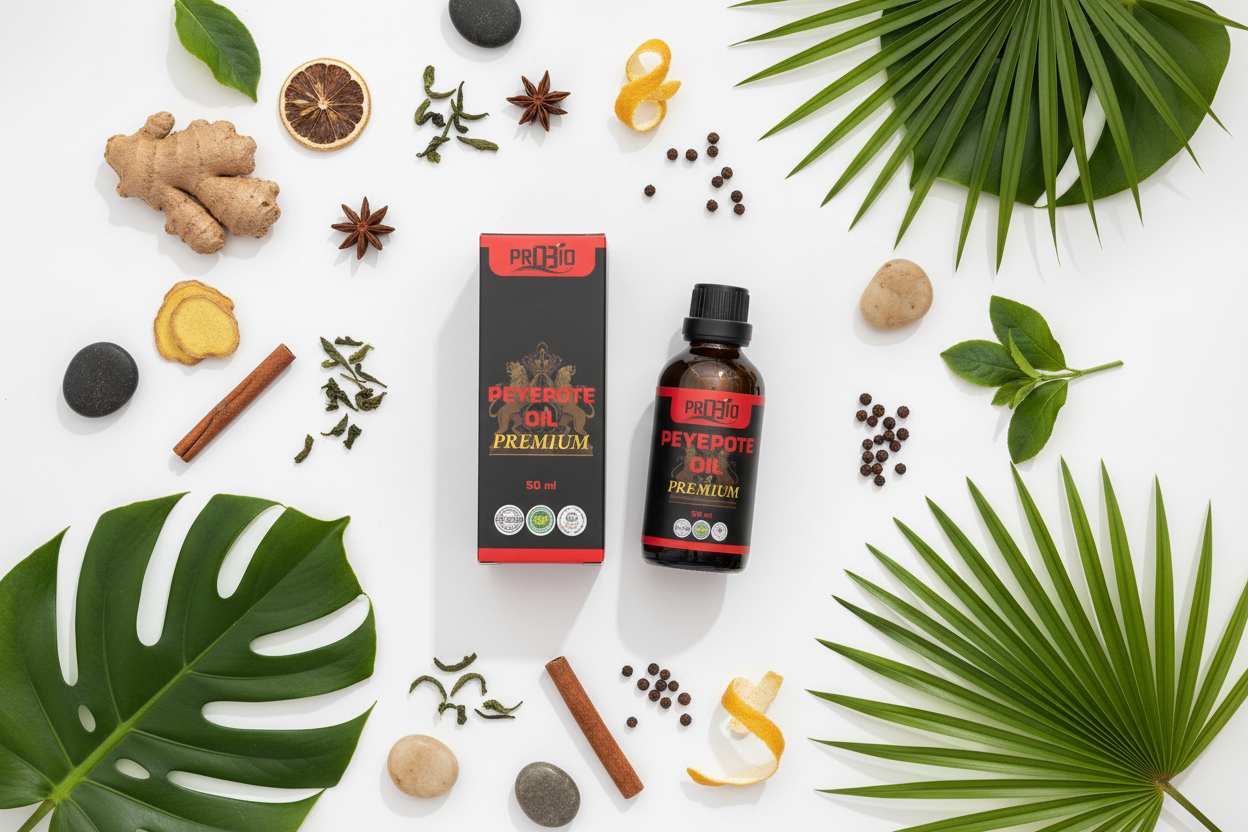 Elegant flat lay with packaging and ingredients